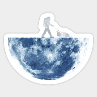 Astronaut Lawnmowing Moon Sticker